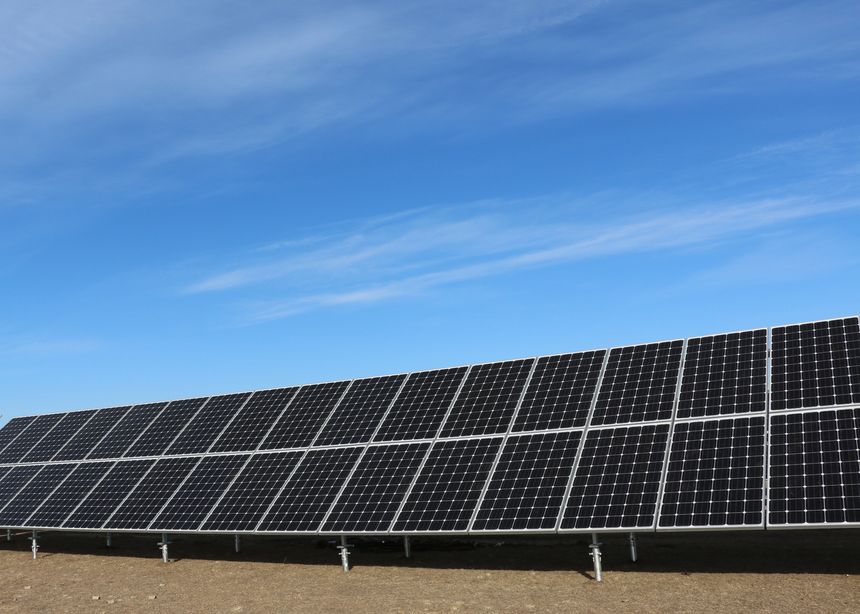 Photovoltaic solar panels under the blue sky