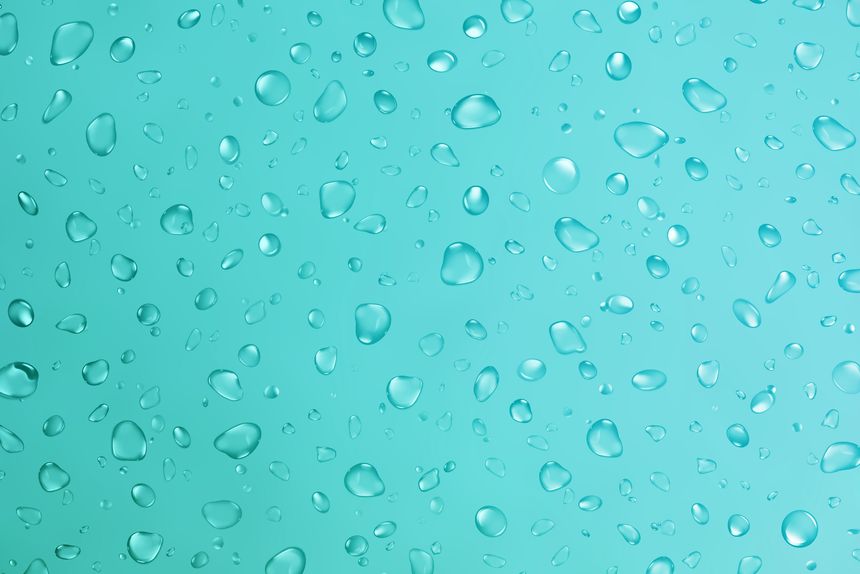 Turquoise background with water drops with texture a