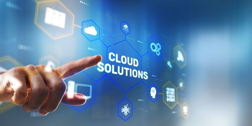 Cloud computing technology with data storage and network connectivity in digital environment.