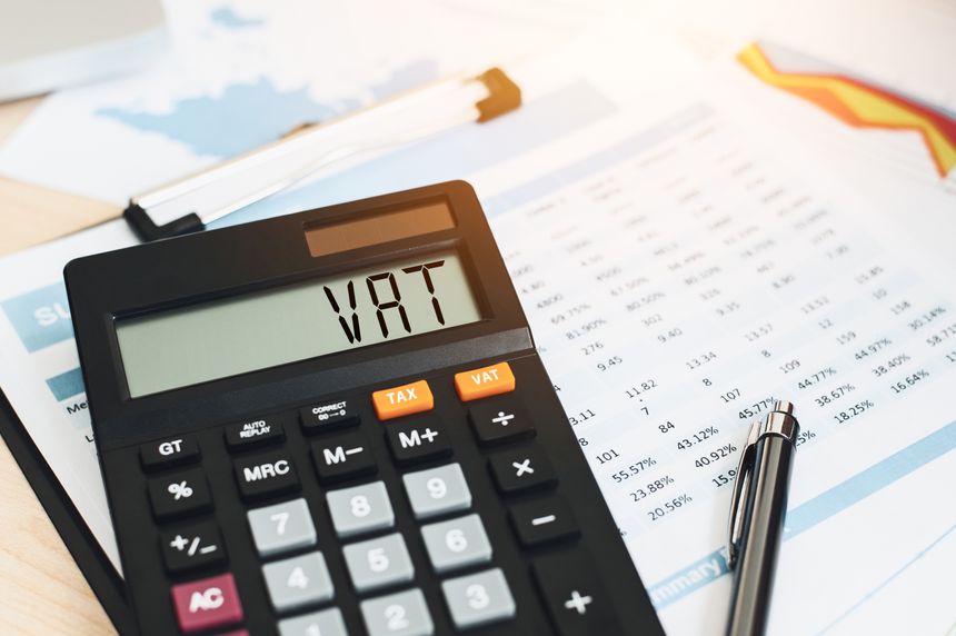 vat concept displayed on a calculator to Business and tax concept.Value Added Tax