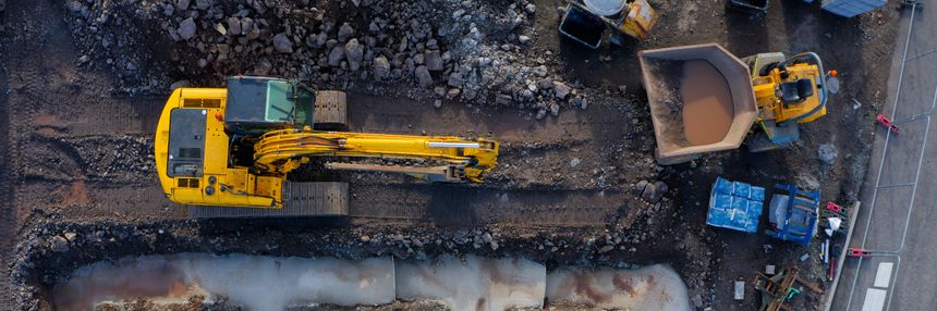 Construction building site aerial view materials uk