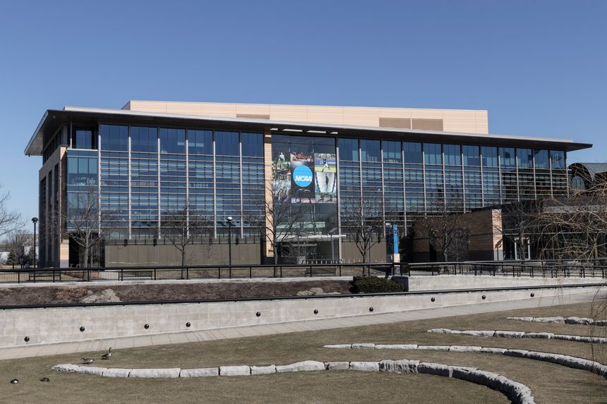 Indianapolis - Circa February 2022: NCAA National Headquarters. The National Collegiate Athletic Association regulates the sports and athletic programs of many universities.
