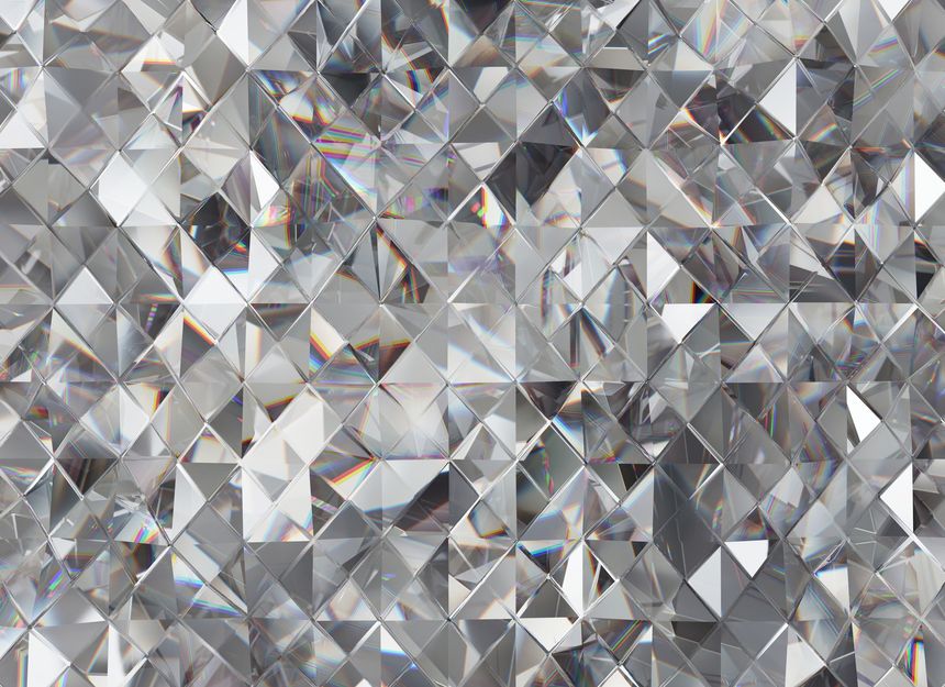Crystals Texture with Prism Spectrum Caustic Reflection Close Up Background 3D rendering