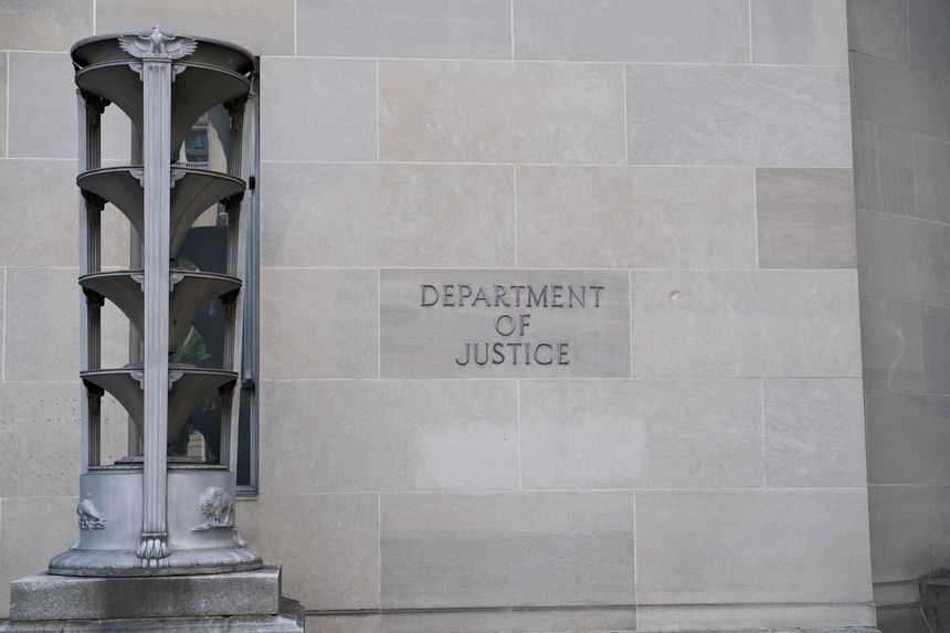 Washington, DC USA July 29, 2024: Exterior of the U.S. Department of Justice building in downtown Washington, DC