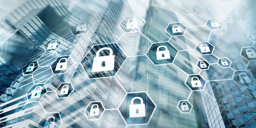 Cybersecurity concept. Data protection universal background.