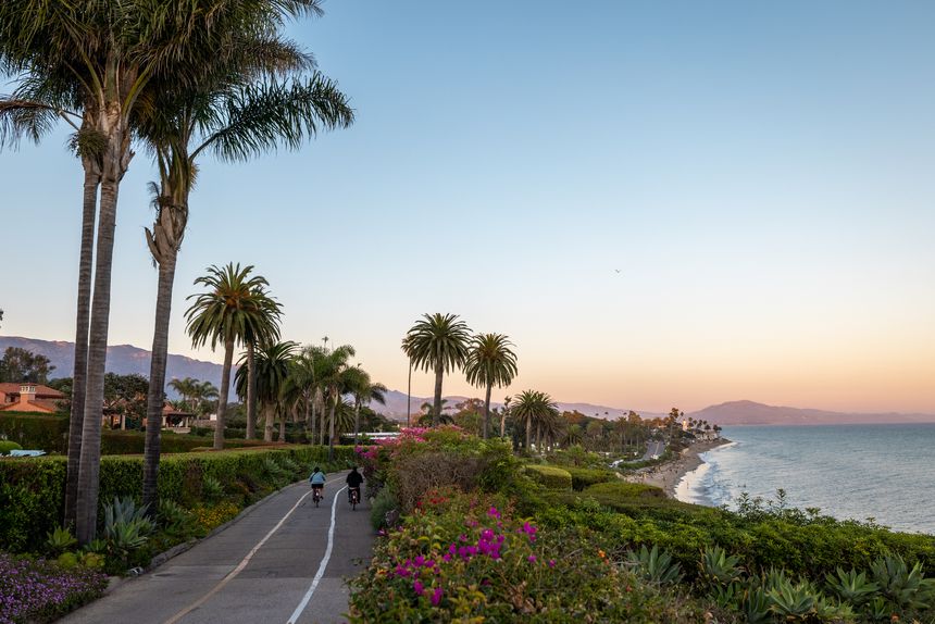 Sunset on the Santa Barbara coastline above Butterfly Beach.