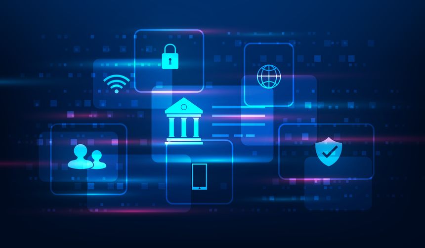 business interface security digital banking and finance information transaction technology. withdraw and deposit money online. vector illustration fantastic technology.