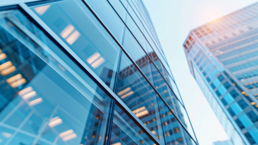 A dynamic collection of modern and abstract architectural views, focusing on the sleek lines, reflective glass, and towering structures of contemporary urban design. Captured from striking low-angle and upward perspectives, these images highlight the impressive scale and futuristic aesthetic of commercial and corporate buildings. The interplay of blue skies, sharp geometry, and expansive glass surfaces creates a powerful visual metaphor for business, innovation, technology, and success. Perfect for projects related to finance, real estate, office spaces, high-tech environments, and abstract backdrops. The clean, modern look and blue/white color palette offer a professional and inspiring feel.