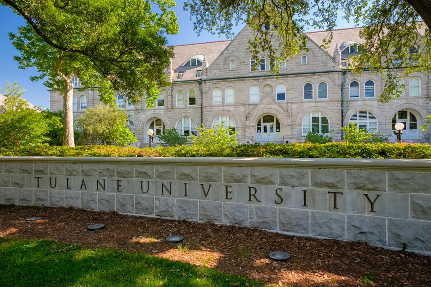 New Orleans, Louisiana USA - May 4, 2014: Tulane University, founded in 1834, is a private nonsectarian research university located on Saint Charles Avenue.