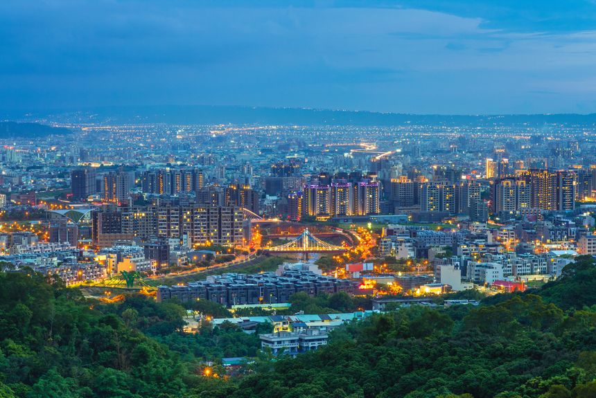 Night scene of Dakeng District of Taichung in Taiwan