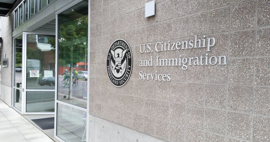 Portland, OR, USA - September 27, 2016: U.S. Citizenship and Immigration Services (USCIS) is a component of the United States Department of Homeland Security (DHS). It performs many administrative functions formerly carried out by the former United States Immigration and Naturalization Service (INS), which was part of the Department of Justice.