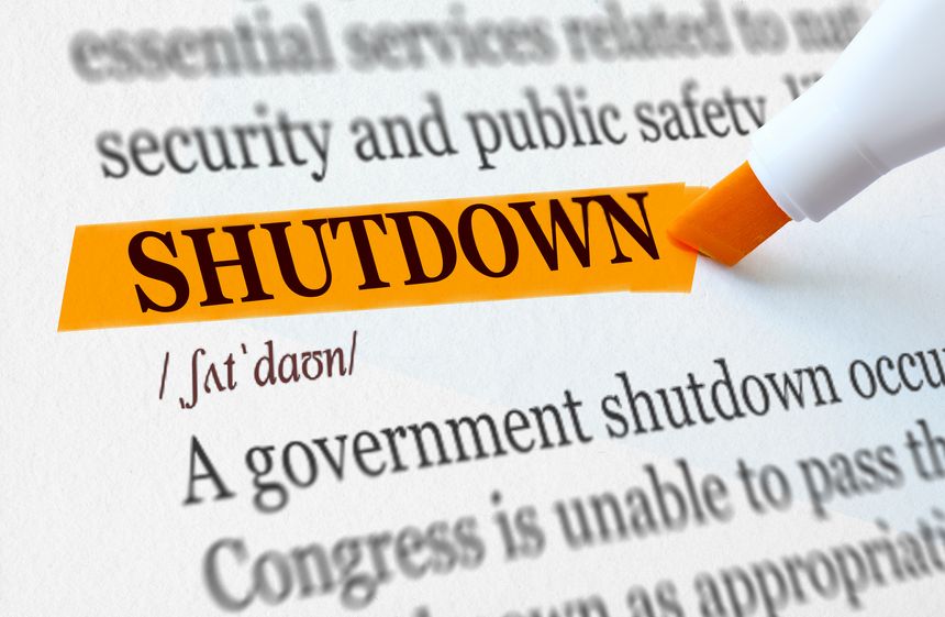the definition of the word SHUTDOWN highlighted in orange
