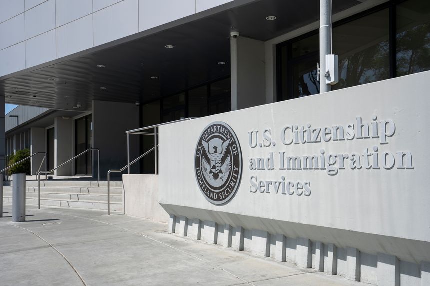 Santa Clara, CA, USA - Apr 30, 2022: Exterior view of the United States Citizenship and Immigration Services (USCIS) San Jose Field Office in Santa Clara, California.