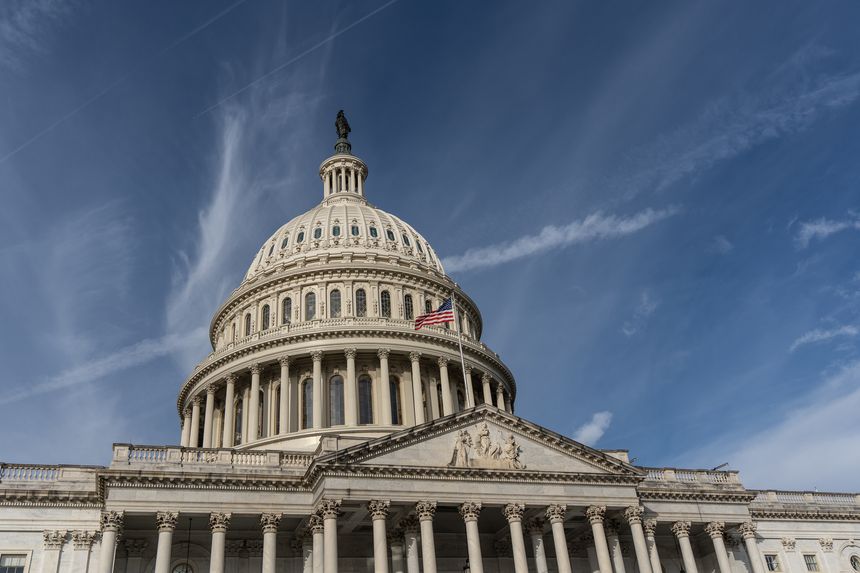 Washington DC - October 27, 2024: United States Capitol Building with blue sky background, Washington DC