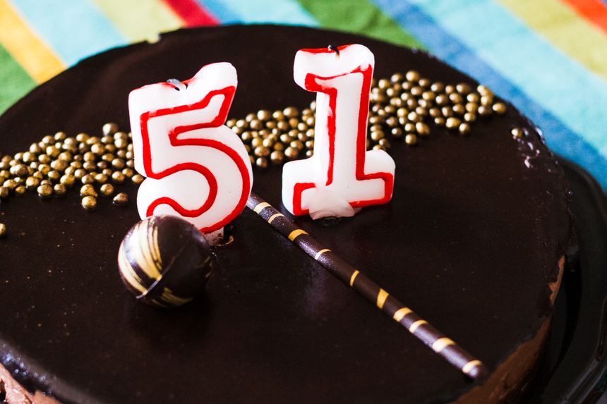 A 51st birthday chocolate cake