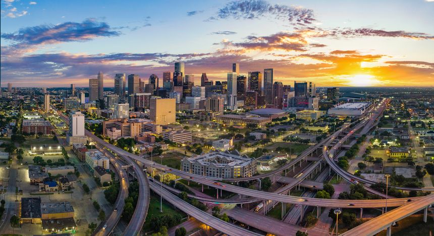 Houston Texas Downtown Drone Skyline Aerial