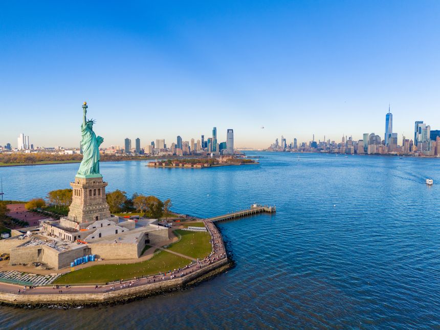 Aerial photo tour to the Statue of Liberty New York. This is a top destination when visiting the USA
