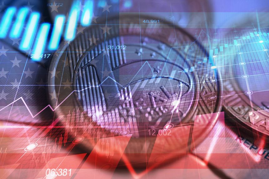 Financial and investment charts in the bond market, i.e. REITs, ETFs, bonds, stocks. Sustainable portfolio management, long-term wealth management with risk diversification concept. In the background, Brazilian currency (Real).