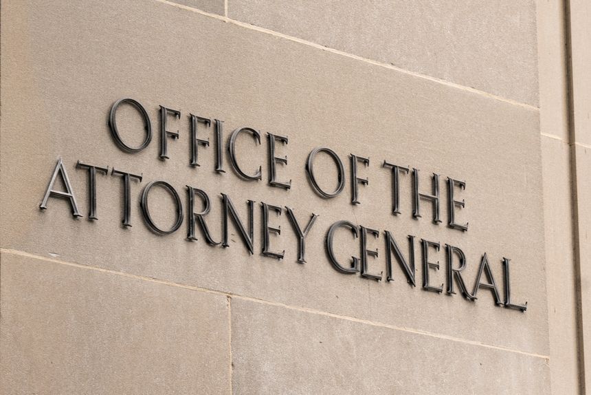 Washington, DC - July 12, 2017: United States Office of the Attorney General sign in Washington, DC