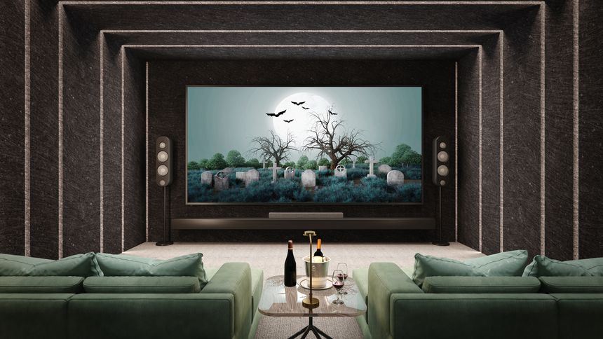 Luxury home theater room,Living room.3d rendering