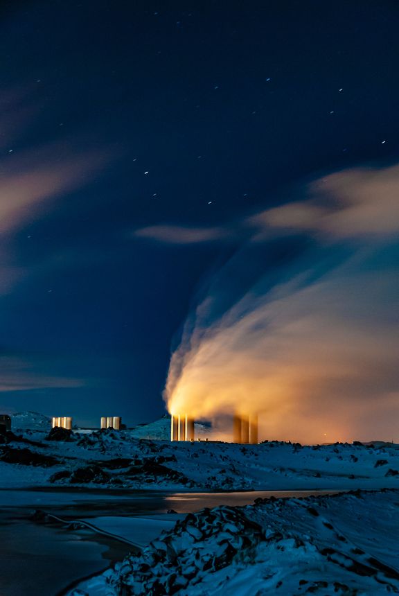 Svartsengi power station at Reykjanes Iceland, the world's first combined geothermal power plant for electric power generation and hot water production for district heating.