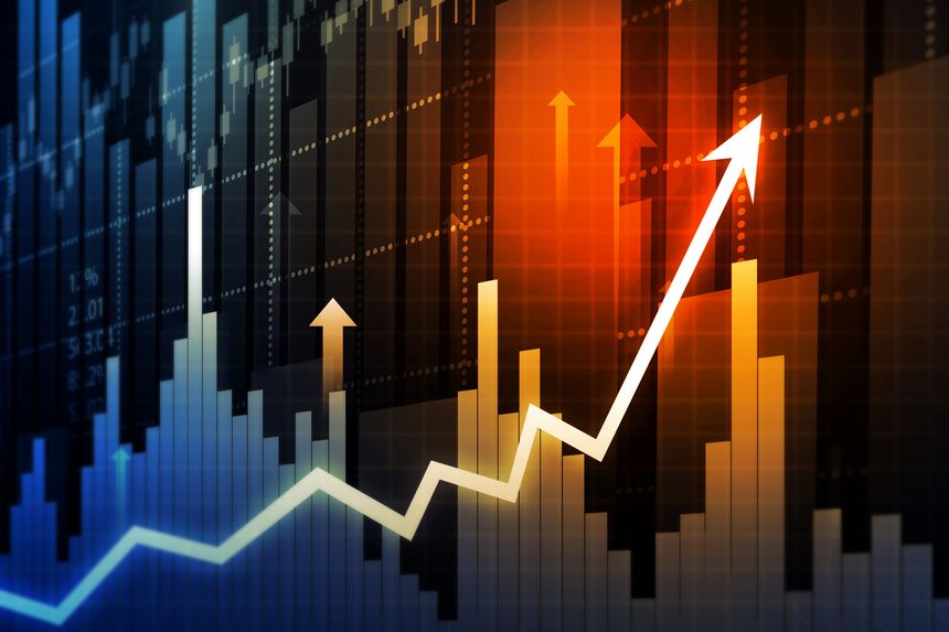 Stock market business and financial growth graph. exchange, Investment graph, trading chart, digital graph. 3d illustration