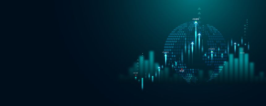 Global trade finance business trend analysis graph concept background image