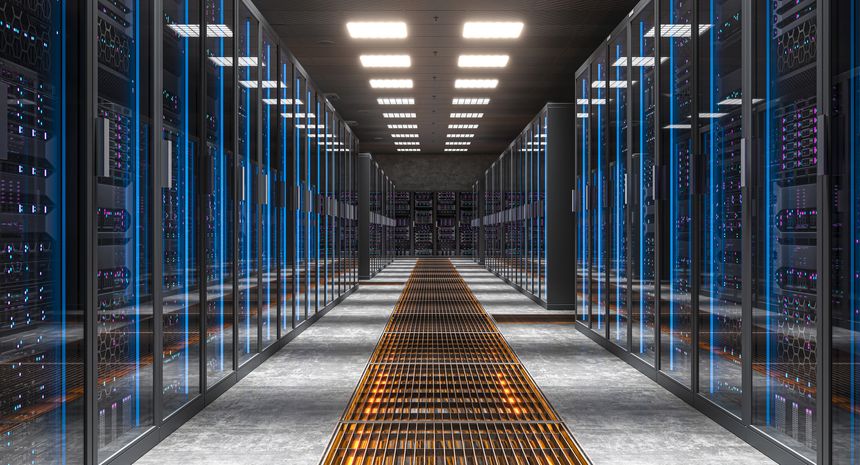 Server room maintaining high data storage capacity with modern technology