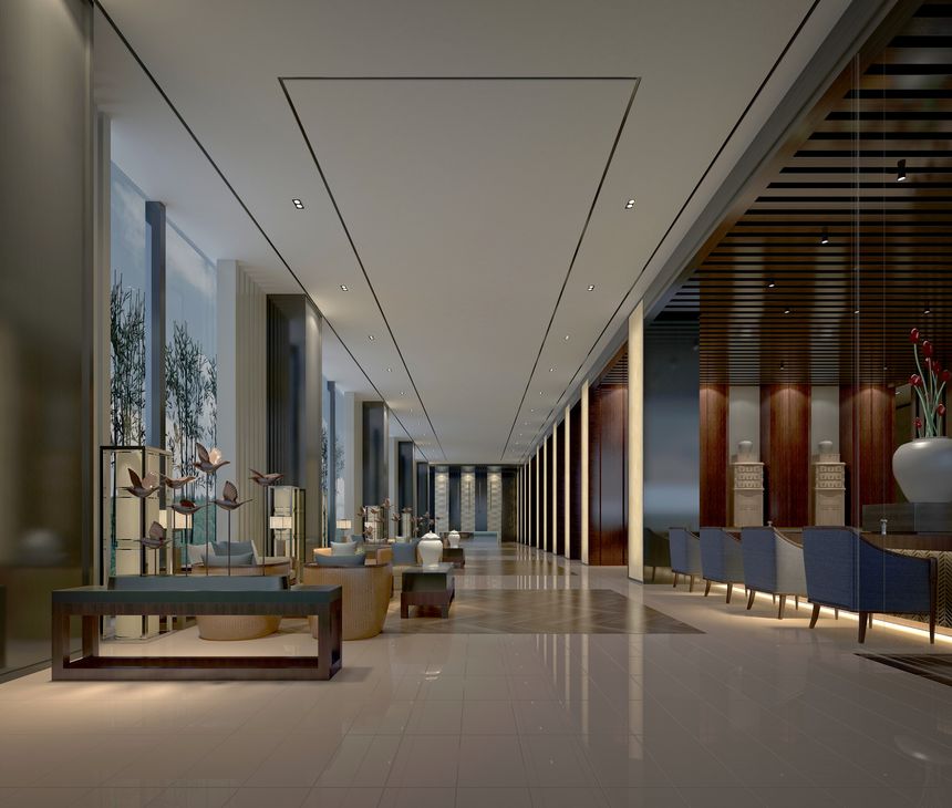 3d render luxury building lobby hall