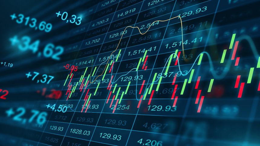Financial data displays price trends and movements on a trading screen during market hours