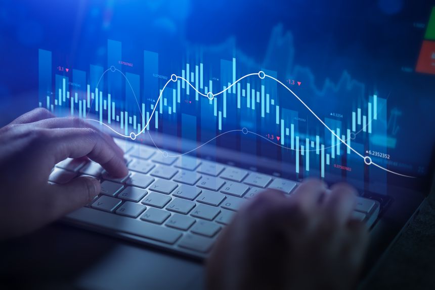 Business growth, businessman analyzing financial sales data, economic growth graph and digital accounting report technology. Financial investment concept, business growth.