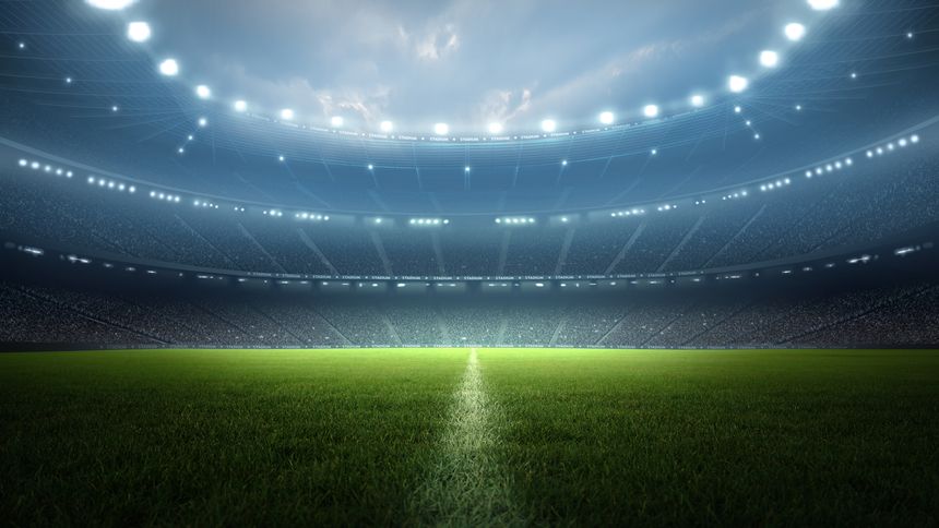 An imaginary stadium is modelled and rendered.