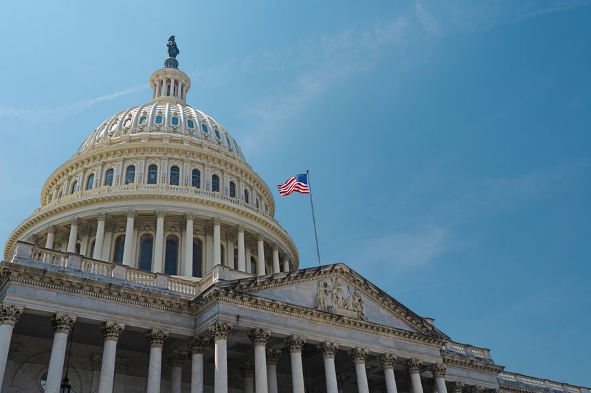 US Congress, Capitol. Washington DC skyline featuring the Capitol. Senate and House USA building. USA government seat in District of Columbia. The Capitol building. Capital of democracy