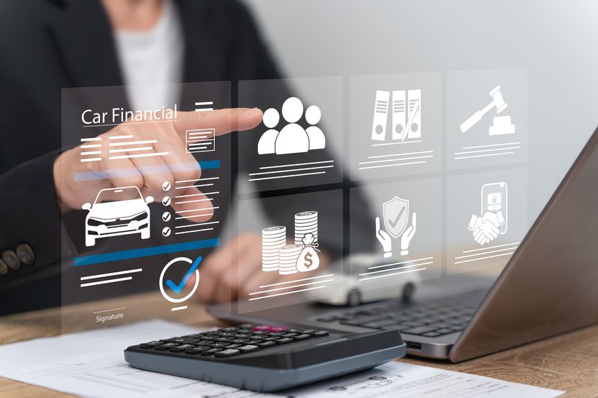 Automotive Business Management Concept, Businesswoman Managing Online Car Lease Purchase Contract, Vehicle Sales Transactions, Customer Service, Quality Requirements, Sales Performance, Profitability