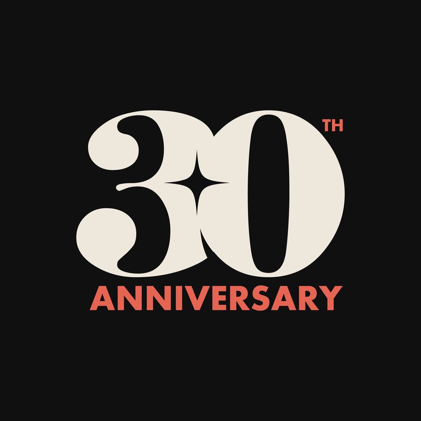 30th anniversary logo with classic, typography vector illustration. 30 years jubilee, wedding, birthday party celebration template, poster, banner. Year anniversary sticker, label, tag, emblem.