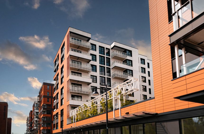 House development, investment and business in Europe. New modern residential building