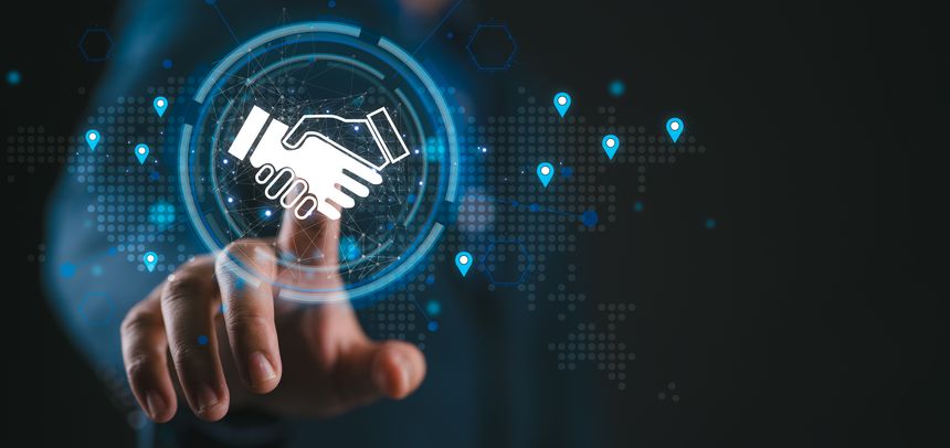 Business ecosystems and partnerships concept. Business collaboration strategies. The complex network of organizations to create value for customers acquisition , suppliers, and other stakeholders.