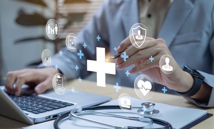 Health insurance and financial assurance concept with hospital investment as future asset advantage for medical security, growth, and strategic decision planning.