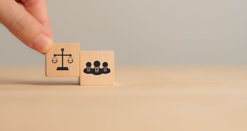 Compliance with employment laws and regulations, labor laws concept. Laws aim to protect workers from discrimination, harassment, unsafe working. Business ethics.