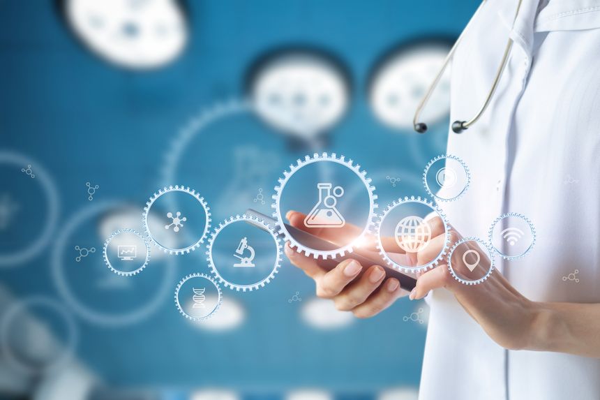Concept the use of technology to improve medical research and the effectiveness of treatment.