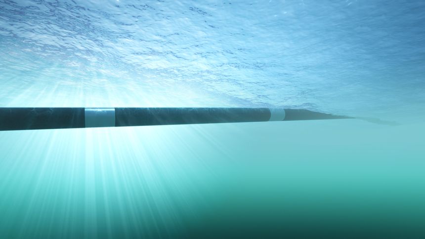 Construction of an underwater gas pipeline 3d illustration