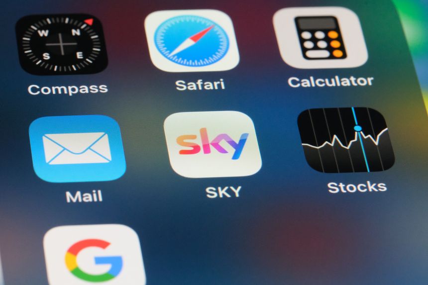 Shanghai,China-Nov. 22nd 2023: Sky UK Limited broadcaster app icon. Sky UK company brand logo sign
