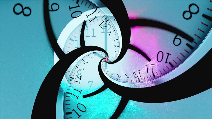 Abstract clock composition. Computer generated 3d render