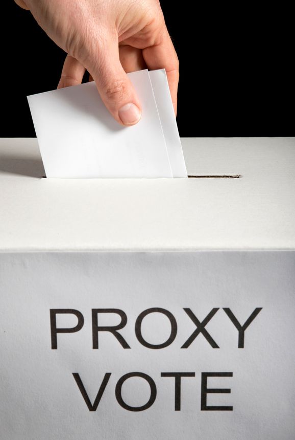 Hand casting a vote during a ballot