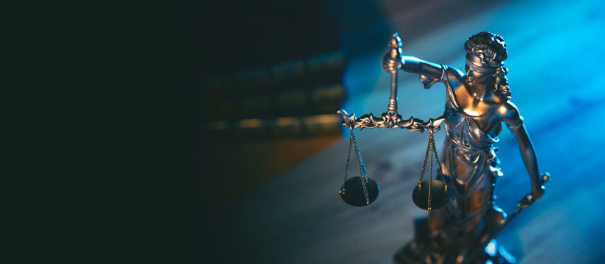 Lady justice. Statue of Justice in library. Legal and law background concept