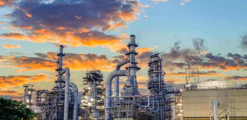 Oil and Gas Industrial zone,The equipment of oil refining,Close-up of industrial pipelines of an oil-refinery plant,Detail of oil pipeline with valves in large oil refinery.