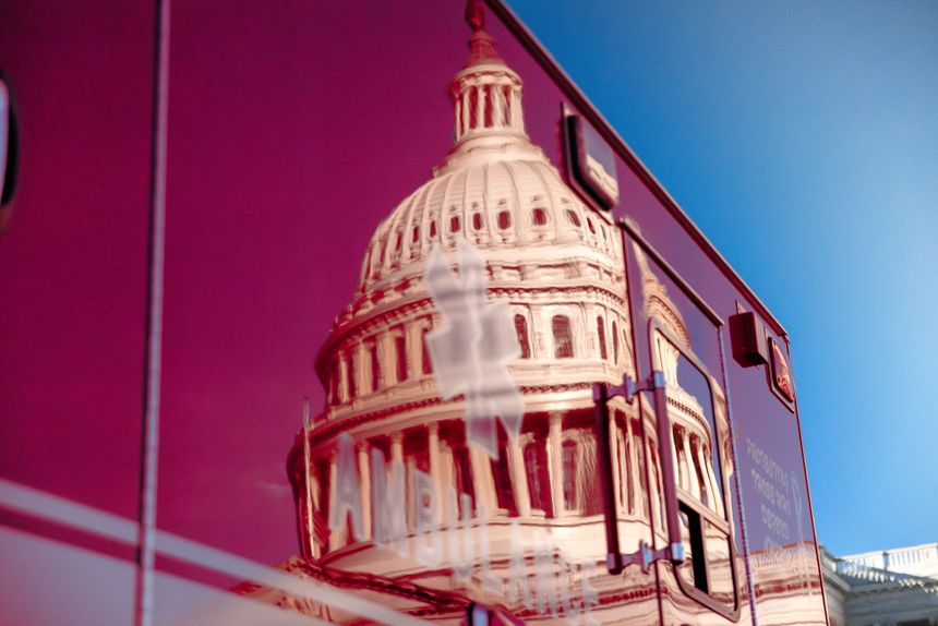 Reflected United States Capitol on ambulance side
