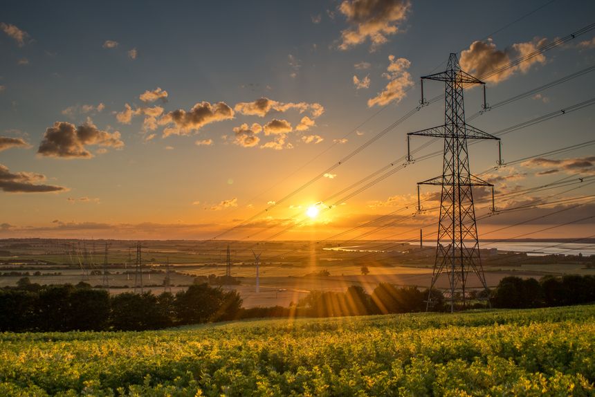 Pylons with sunset