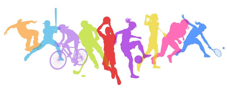 A sport active fitness sports healthy lifestyle silhouette people silhouettes set