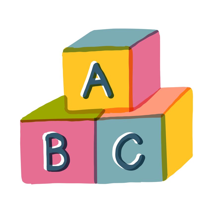 ABC Blocks Icon – Cute Hand-drawn Vector of Educational Baby Toys